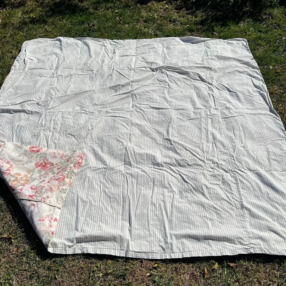 VTG Cottage Country Shabby Duvet Cover Reversible Roses Stripes Ralph Lauren?